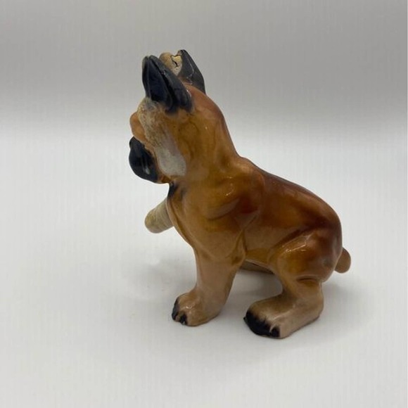 Vintage Kitschy Japanese Bandaged Boxer Dog Porcelain Figurine - Picture 2 of 4